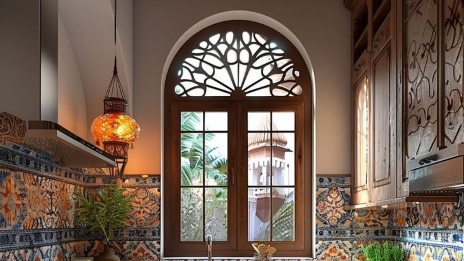 دکور آشپزخانه پنجره دار ایرانی