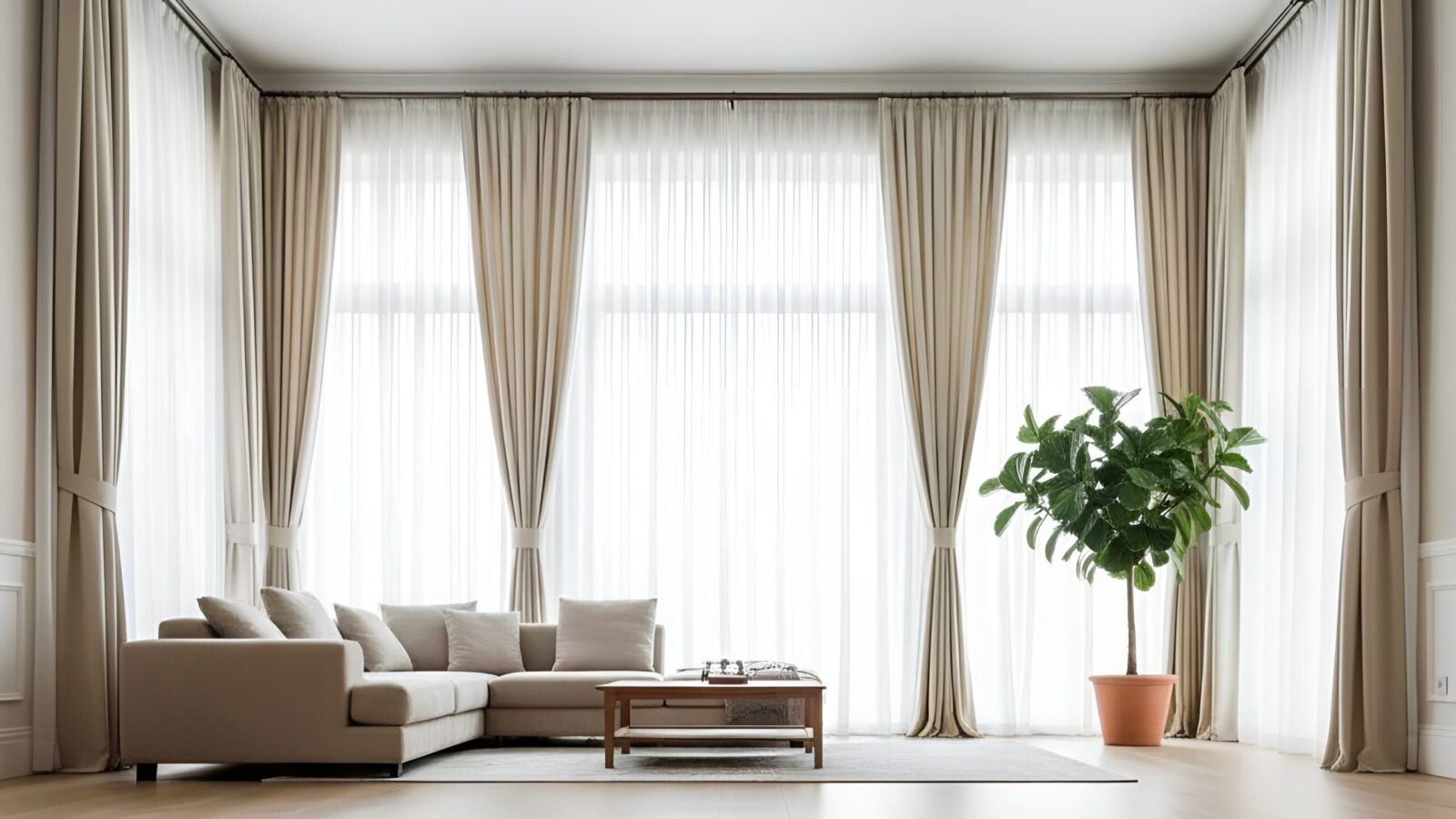 چوب پرده را بالاتر و پهنتر نصب کنید