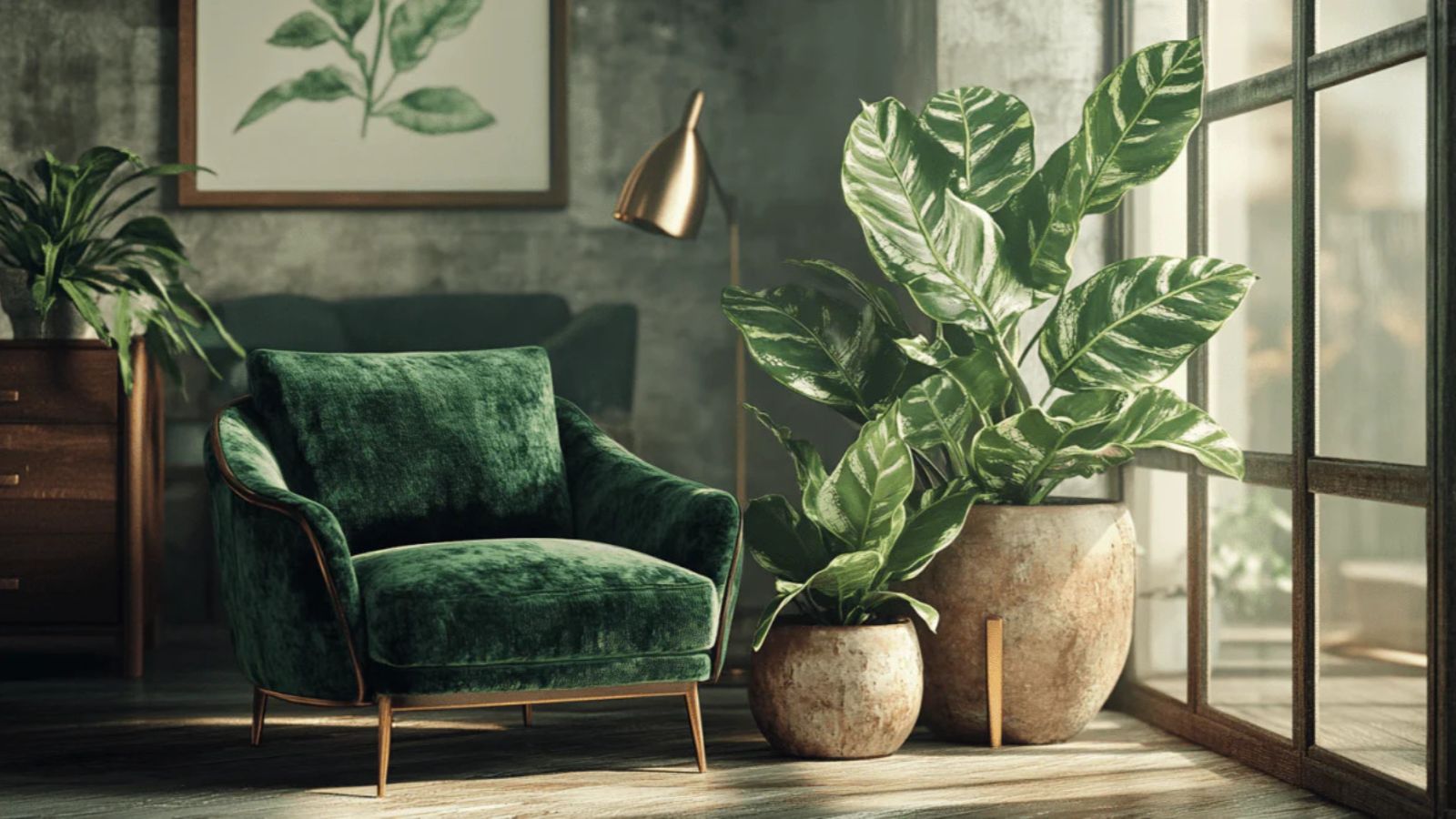 دکوراسیون پذیرایی با گیاه