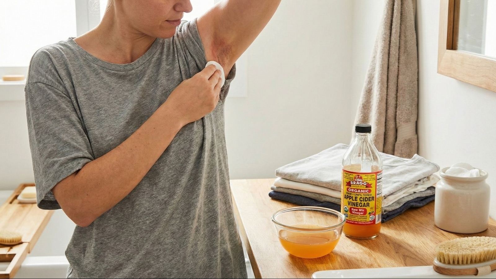درمان خانگی اگزما زیر بغل با سرکه سیب و تغییر لباس