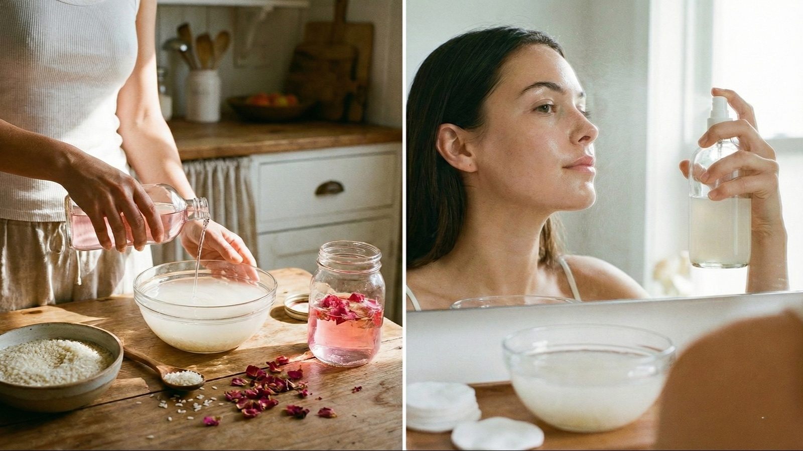 ماسک آب برنج و گلاب 