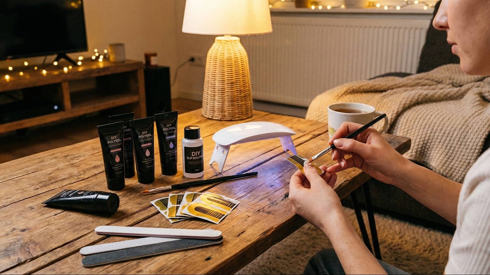 کاشت ناخن با پلی ژل در خانه