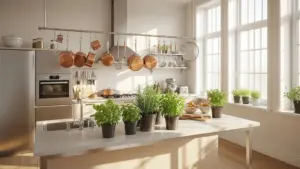 آشپزخانه بدون کابینت؛ ۱۲ ایده عملی و جذاب