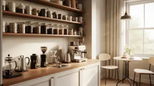 طراحی کافی بار خانگی؛ ۱۵ ایده‌ ساده و شیک